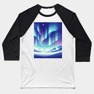 Northern Lights Design With Stars Baseball T-Shirt